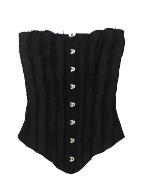 Fashion Nova Black Mikella Distressed Corset Top